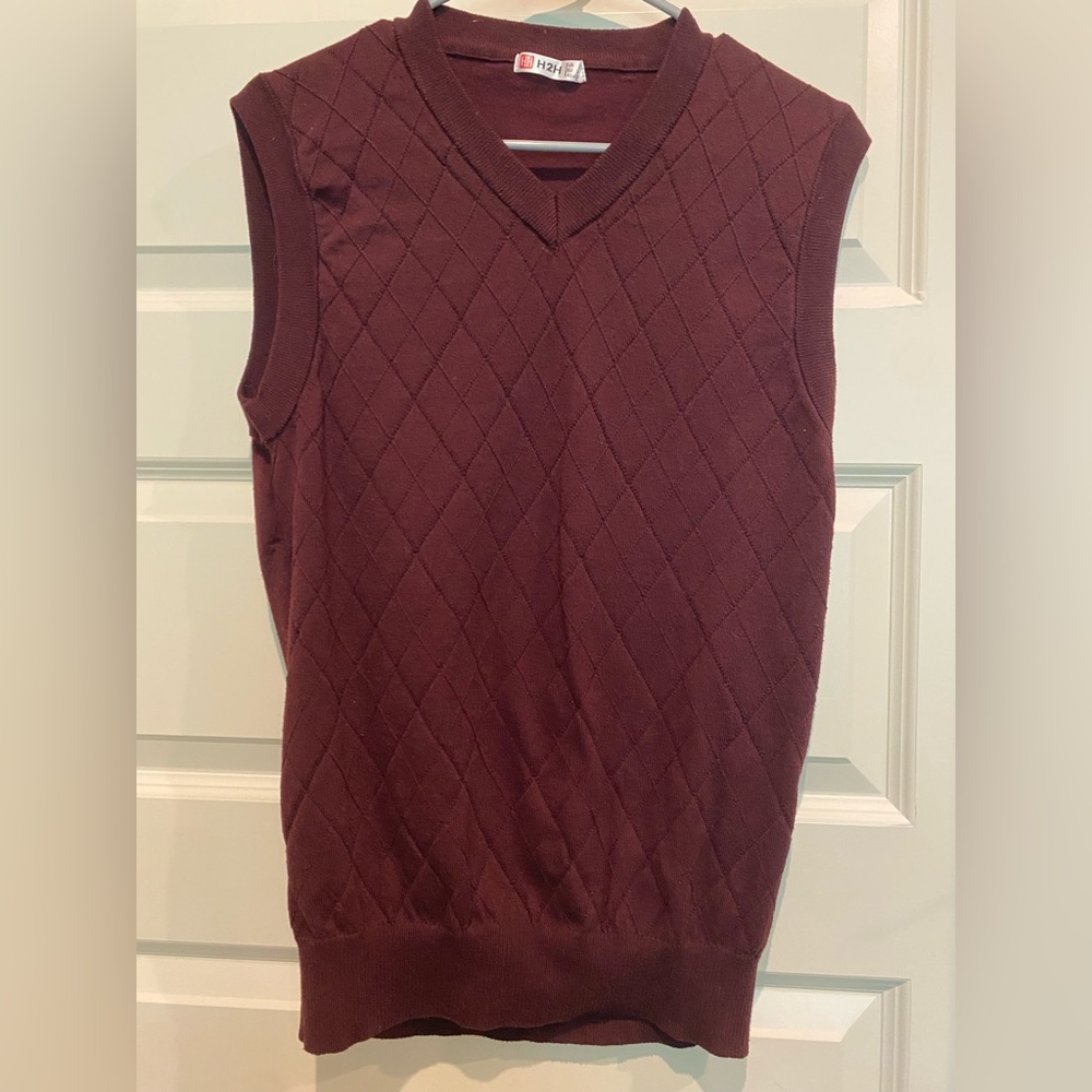 Men's Burgundy V-Neck Sweater Vest